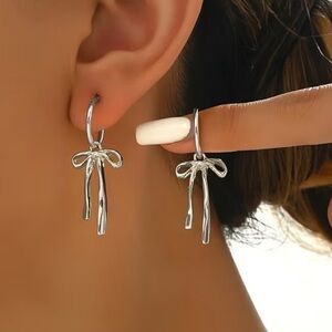 Elegant Silver Bow Earrings